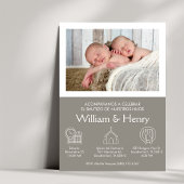 双子の男の子のカトリック洗礼式への招待状 招待状