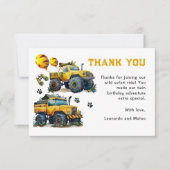 双子の男の子のサファリジャングルモンスタートラック誕生日 サンキューカード (正面)