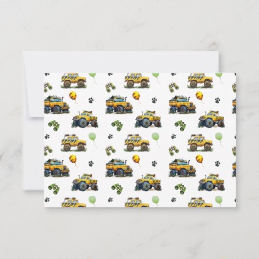 双子の男の子のサファリジャングルモンスタートラック誕生日 サンキューカード (裏面)