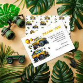 双子の男の子のサファリジャングルモンスタートラック誕生日 サンキューカード