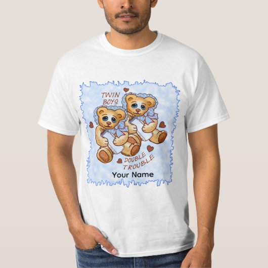 双子の男の子のトラブル Tシャツ (正面)