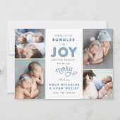 双子の男の子のベビークリスマス誕生発表 シーズンカード (正面)