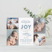 双子の男の子のベビークリスマス誕生発表 シーズンカード (スタンド正面)