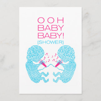 双子の男の子のベビーシャワーの招待状 招待状