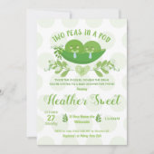 双子の男の子のベビーシャワー招待状 ツー・ピース・イン・ア・ポッド 招待状 (正面)