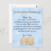 双子の男の子のベビーシャワー ポストカード (正面/裏面)