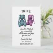 双子の男の子の女の子バニー妊娠発表 案内状 (スタンド正面)