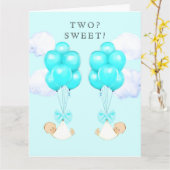 双子の男の子の赤ちゃん カード (黄色い花)