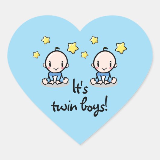 双子の男の子よ！赤ちゃん男の子よ！ハート形のシール ハートシール (正面)