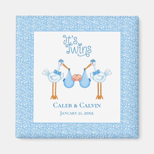 双子の男の子を持つコウテンチョウ マグネット (正面)