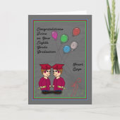 双子の男の子カードの第8期卒業 カード (正面)