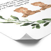 双子の男の子テディベアおむつラッフルサイン ポスター (角)