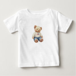 双子の男の子テディベアの誕生日Tシャツ ベビーTシャツ
