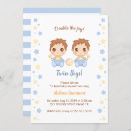 双子の男の子ベビーシャワー 招待状