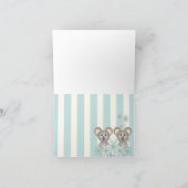 双子の男の子ベビーシャワー / 誕生日お礼カード サンキューカード (内部)