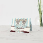 双子の男の子ベビーシャワー / 誕生日お礼カード サンキューカード (正面)