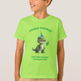 双子の男の子恐竜の誕生日Tシャツ ワイルドな双子 Tシャツ
