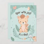 双子の男の子誕生！楽しいベビーシャワー招待状 招待状 (正面/裏面)