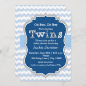 双子の男の子 ブルー チェロンベビーシャワー招待状 招待状 (正面/裏面)