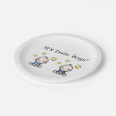 双子の男の子、双子の赤ん坊のシャワー、装飾、 ペーパープレート (アングル)