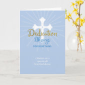 双子の男の賛美子の献身の青と金ゴールド カード (黄色い花)