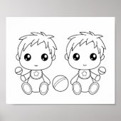 双子の男の赤ちゃんカラーリングページ ポスター (正面)