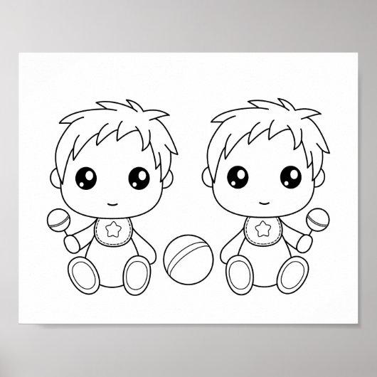 双子の男の赤ちゃんカラーリングページ ポスター (正面)