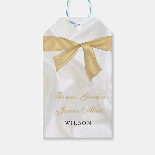 双子の男の赤ちゃんバプテスマ共産聖書十字架 ギフトタグ (正面)