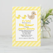 双子の男女兼用ダッストライプのクベビーシャワー 招待状 (スタンド正面)