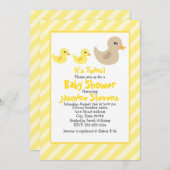 双子の男女兼用ダッストライプのクベビーシャワー 招待状 (正面/裏面)