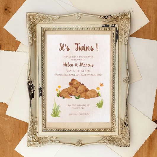 双子の男女兼用赤ちゃんシャワー招待 招待状