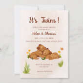 双子の男女兼用赤ちゃんシャワー招待 招待状 (正面)