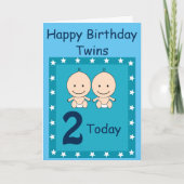 双子の男子2歳の誕生日  カード (正面)