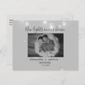 双子の白黒の写真誕生のお知らせ 案内ポストカード (正面/裏面)