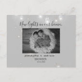 双子の白黒の写真誕生のお知らせ 案内ポストカード (正面)