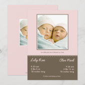 双子の祝福された出産のお知らせ シーズンカード (正面/裏面)