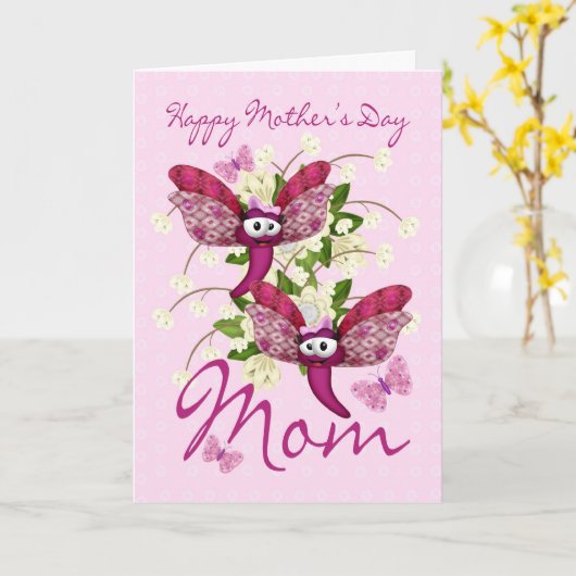 双子の蝶と母のデイカード カード (黄色い花)