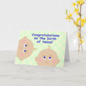 双子の誕生おめでとう！ カード (黄色い花)