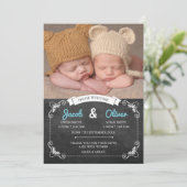 双子の誕生のお知らせ/サンキューカード 案内状 (スタンド正面)