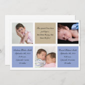 双子の誕生のお知らせ – 少年 案内状 (正面/裏面)