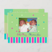 双子の誕生のお知らせ 案内ポストカード (正面/裏面)