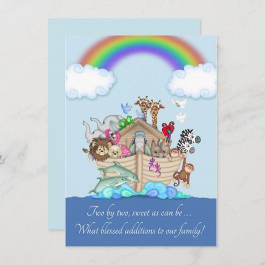 双子の誕生のお知らせ – Noah's Ark 案内状 (正面/裏面)