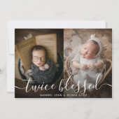 双子の誕生フォトコラージュ Twice Blessed オーバーレイ 案内状 (正面)