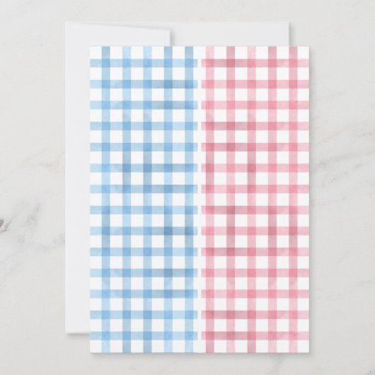 双子の誕生日おめでとう!青とピンクのウサギたちと一緒にお祝いしよう! 招待状 (裏面)