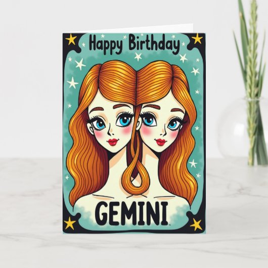 双子の誕生日アートカード カード (正面)