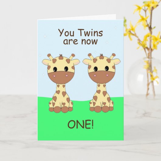 双子の誕生日カード カード (黄色い花)