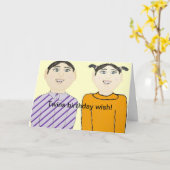 双子の誕生日カード カード (黄色い花)