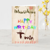 双子の誕生日カード カード (黄色い花)