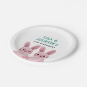 双子の誕生日パーティーと2つのピンクのバニーガール ペーパープレート (アングル)