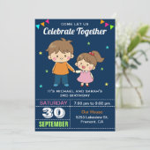 双子の誕生日パーティー招待状 招待状 (スタンド正面)